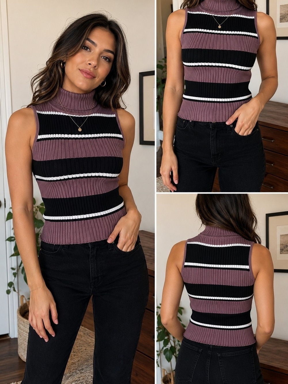 Express Ribbed Sleeveless Turtleneck Sweater – Women's L